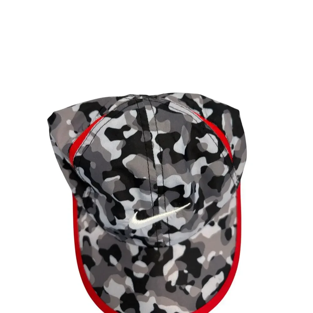 Nike Dri-Fit Hat Boys Gray Black Red Camo Running Swoosh Lightweight Kids Cap - Picture 5 of 13